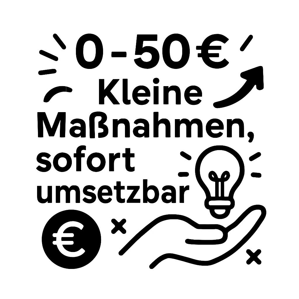 Piktogramm zu geringinvestiven Maßnahmen